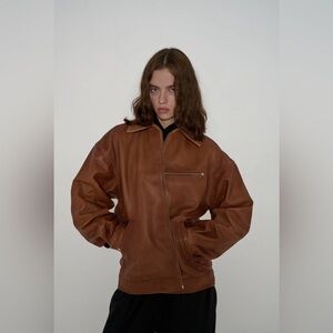 Reformation x Veda Marco Oversized Leather Bomber - Sienna